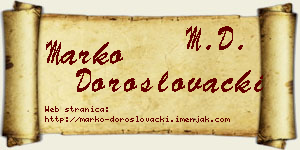 Marko Doroslovački vizit kartica